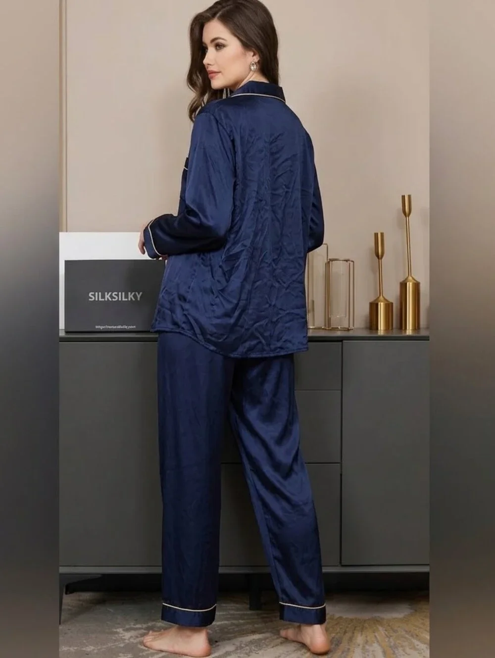 Silksilky Mulberry Pajama Set in Blue size medium EUC